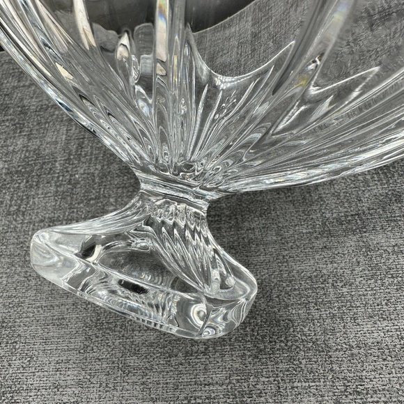 Vintage Crystal Bowl Candy Dish Footed Square Pedestal 24% Lead Czech Floral - Picture 4 of 12